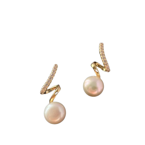 Beautiful Cubic Zircon Shell Pearl Studs