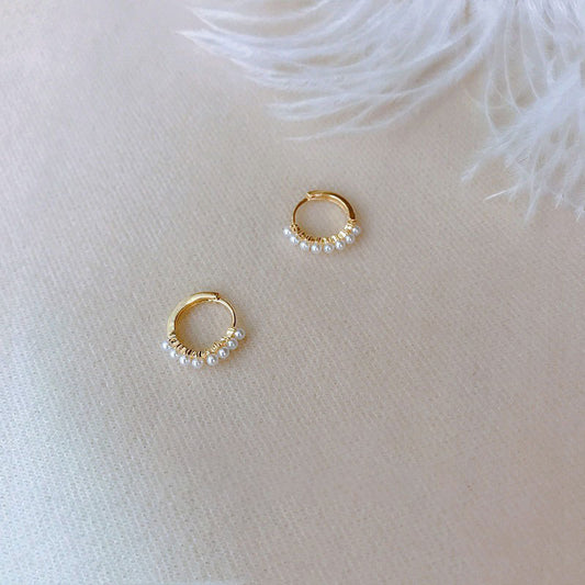 Adorable Huggie Hoop Pearl Earrings