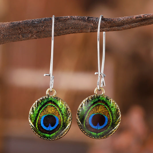 Beautiful Antique Peacockprint Earrings