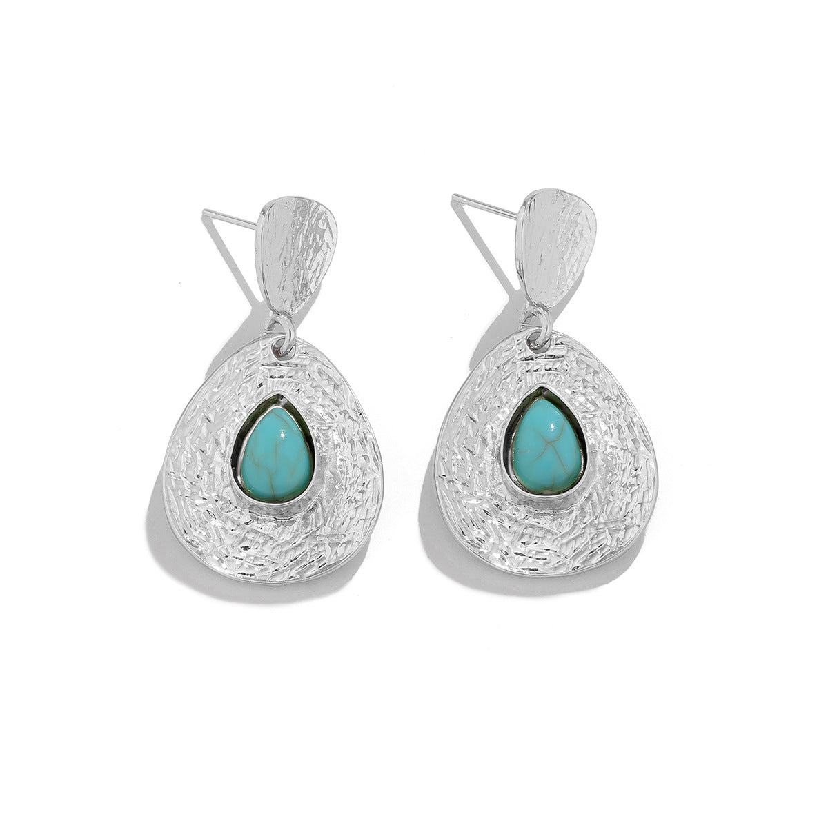 Beautiful Turquoise Inlayed Raindrop Earrings