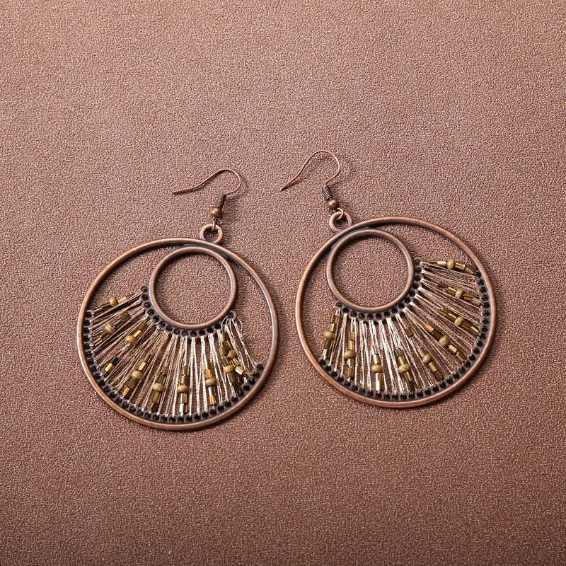 Beautiful Circular Gold String Earrings