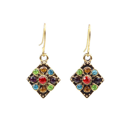 Beautiful Square Earrings With Gem-inlayed