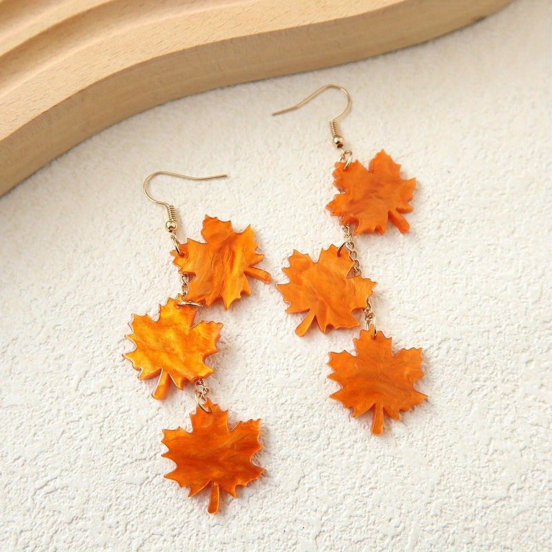 Beautiful Acrylic Maple Leave Earrings