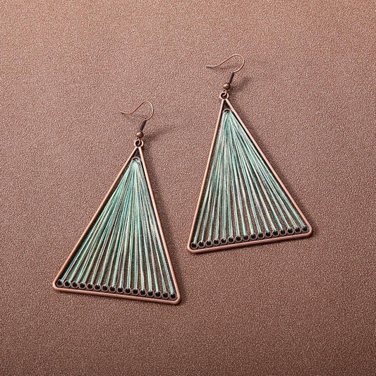 Beautiful Triangle Light Green String Earrings