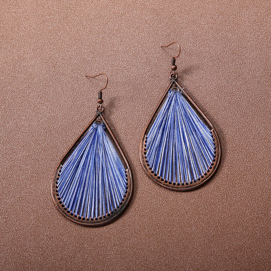 Beautiful Raindrop Blue String Earrings