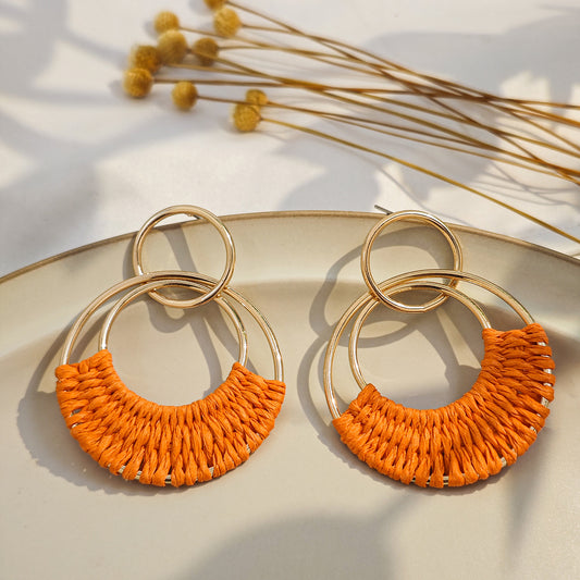 Beautiful Raffia Waved Earrings