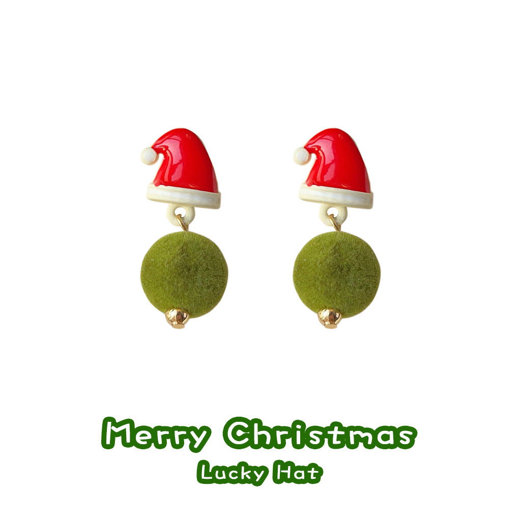 Adorable Santa Hat Earrings with Pompom Dangle