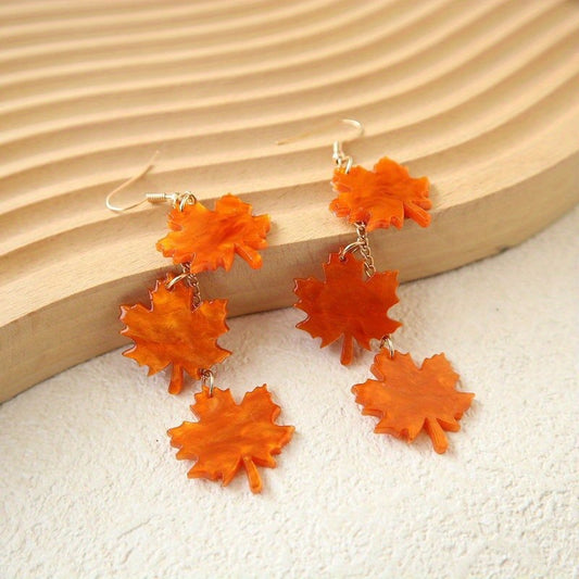 Beautiful Acrylic Maple Leave Earrings