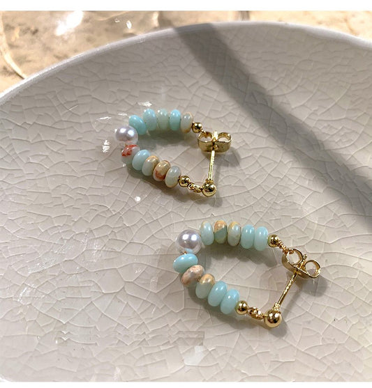 Beautiful Vibrant Stone Beaded Huggie Hoops