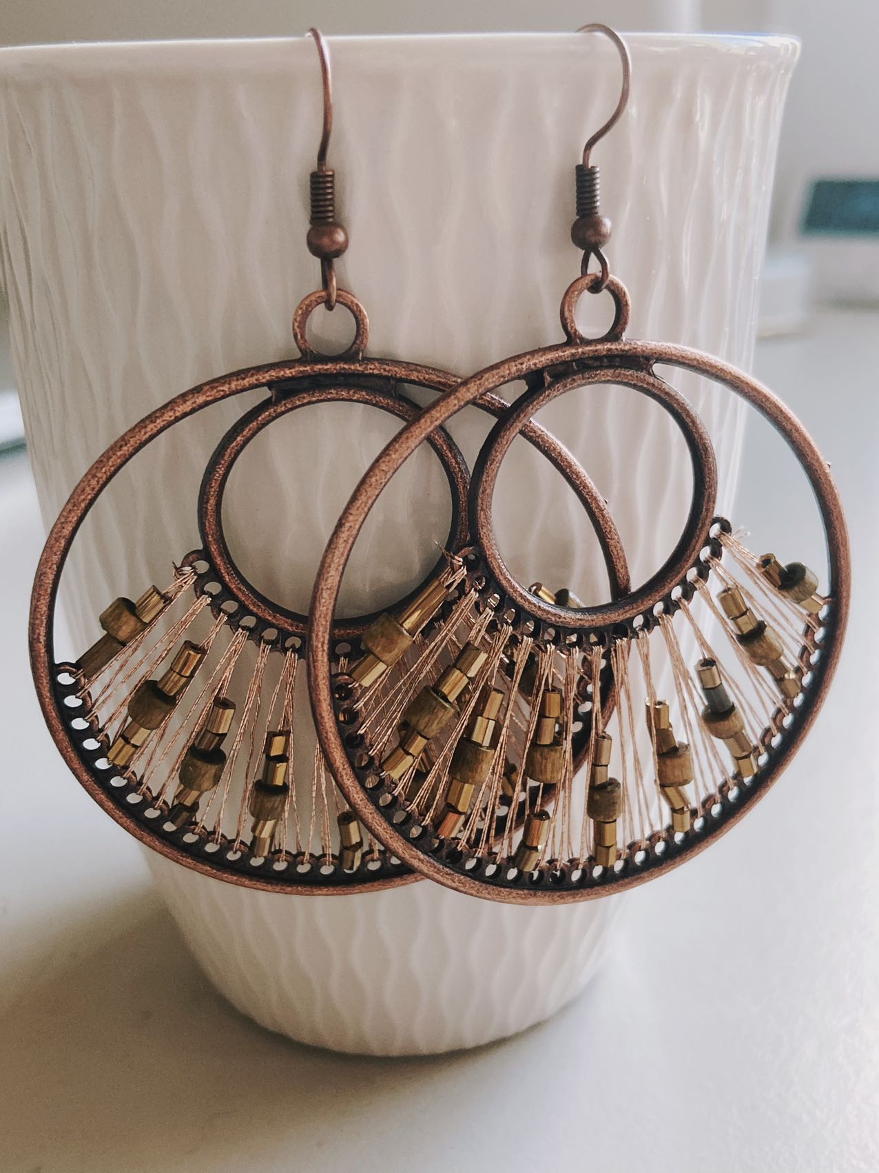 Beautiful Circular Gold String Earrings