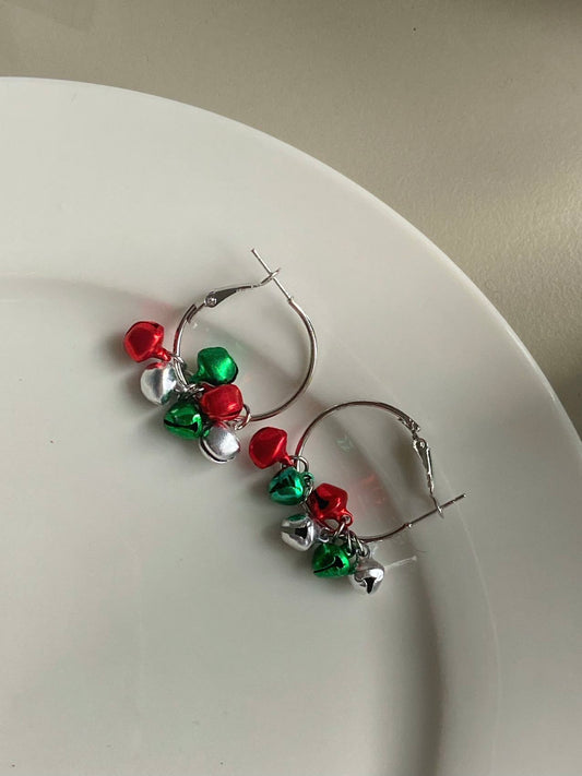 Charming Christmas Bell Hoop Earrings